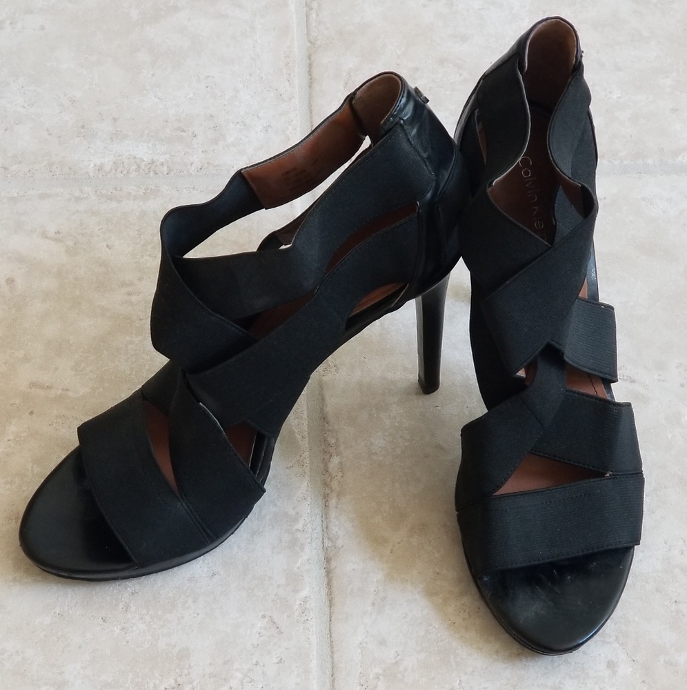 Calvin Klein  Black Stiletto Strappy Heels